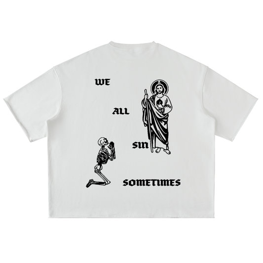 We All Sin Oversized Washed Half Sleeve T-Shirt
